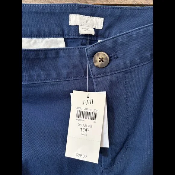NWT J.Jill Blue Azure Wide Leg Culotte Cropped Pants - Size 10P - Picture 3 of 3